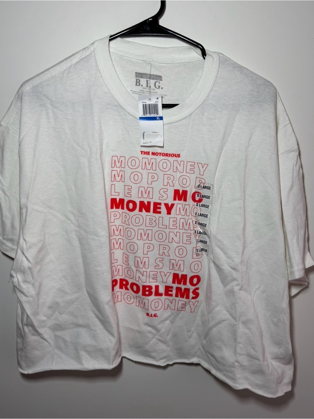 NWT The Notorious B.I.G. Rapper Cropped White Music T Shirt Women’s Size XL